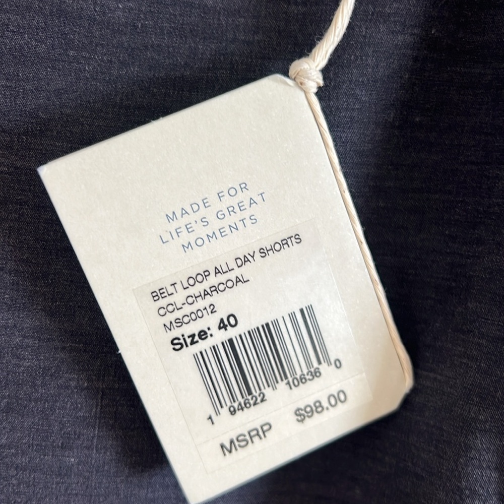 NWT Faherty All Day Belt Loop Short 1.0 (9") - Charcoal. Size 40 - Picture 7 of 12